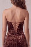 Chocolates Velvet Tiered Ruffled Tight Floral Short Homecoming Dress