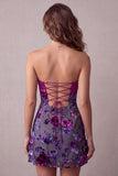 Fuchsia A Line Sweetheart Floral Short Homecoming Dress