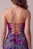 Fuchsia A Line Sweetheart Floral Short Homecoming Dress