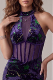 Dark Purple Corset Tight Short Velvet Homecoming Dress