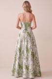 Sage Green Corset A-Line Sweetheart Jacquard Long Formal Dress