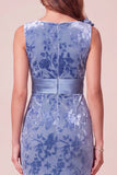 Blue Mermaid V-Neck Long Velvet Holiday Dress with 3D Flowers