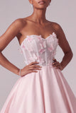 Sparkly Blush Ball Gown Beaded Corset Satin Sweetheart Long Prom Dress