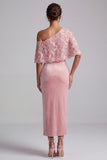 Pink Sheath Sequin Floral Velvet Long Mother of the Bride Dress