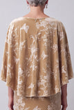 Champagne Sheath 2 Piece Floral Velvet Long Mother of the Bride Dress with Cape