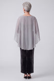 Black Sheath Floral 2 Piece Beaded Velvet Long Mother of the Bride Dress with Cape