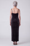 Black Sheath Floral 2 Piece Beaded Velvet Long Mother of the Bride Dress with Cape