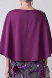 Fuchsia Sheath Floral 2 Piece Beaded Midi Mother of the Bride Dress with Pocket