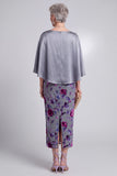 Grey Bodycon 2 Piece Beaded Floral Velvet Midi Mother of the Bride Dress with Cape