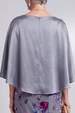 Grey Bodycon 2 Piece Beaded Floral Velvet Midi Mother of the Bride Dress with Cape