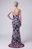 Lake Blue Floral 2 Piece Mermaid Velvet Long Mother of the Bride Dress with Jacket