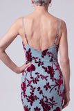 Lake Blue Floral 2 Piece Mermaid Velvet Long Mother of the Bride Dress with Jacket