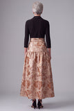 Champagne A-Line Shawl Lapel Floral Long Mother of the Bride Dress with Belt