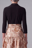Champagne A-Line Shawl Lapel Floral Long Mother of the Bride Dress with Belt