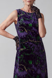 Purple Sheath Boat Neck Floral Long Velvet Holiday Dress