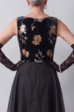 Sparkly Black A-Line Floral Sequins Chiffon Long Mother of the Bride Dress