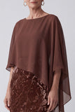 Chocolates 2 Piece Sheath Floral Long Mother of the Bride Dress with Cape