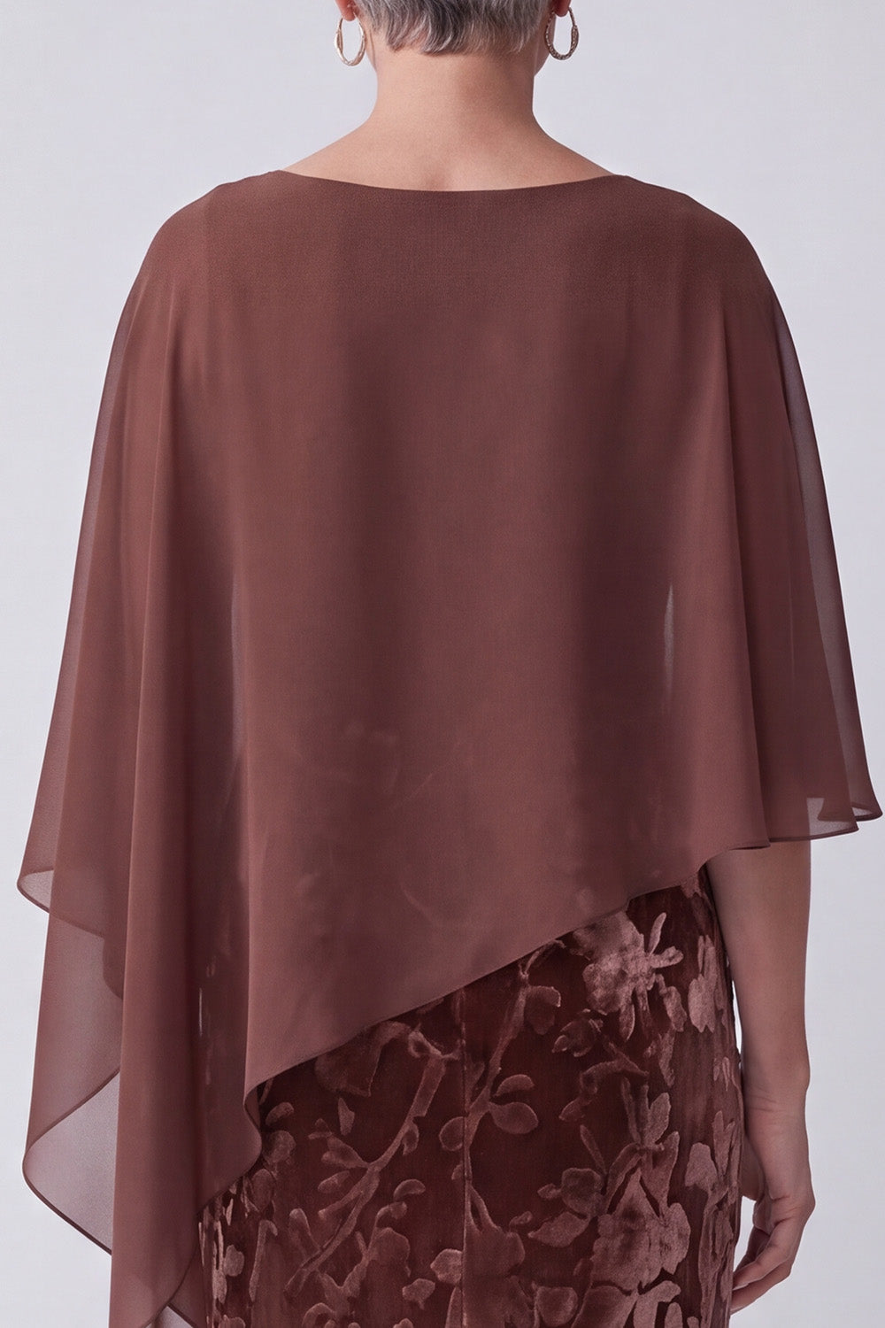 Chocolates 2 Piece Sheath Floral Long Mother of the Bride Dress with Cape