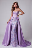 Sparkly Lavender Corset Sequins Mermaid Floral Long Pageant Dress with Cape