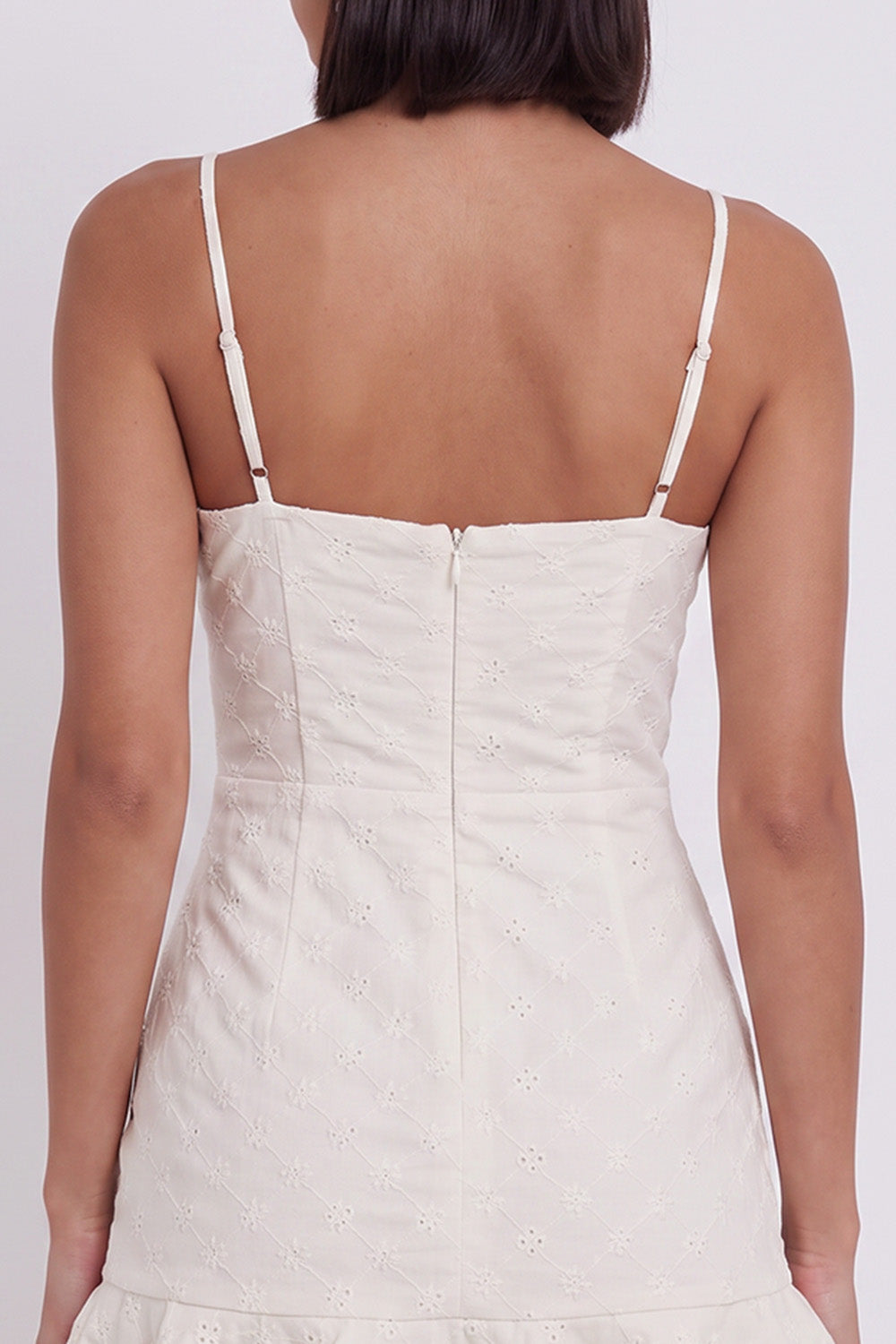 White Tight Spaghetti Straps Ruffled Short Graduation Dress