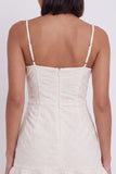 White Tight Spaghetti Straps Ruffled Short Graduation Dress