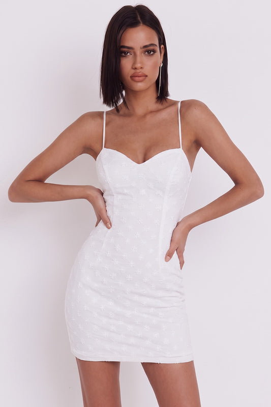 Simple White Tight Spaghetti Straps Short Graduation Dress