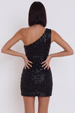 Sparkly Black Tight Cut Out Sequins Short Homecoming Dress