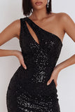 Sparkly Black Tight Cut Out Sequins Short Homecoming Dress