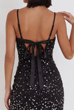 Sparkly Black Tight Short Homecoming Dress with Rhinestones