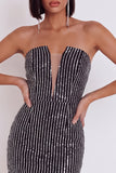 Sparkly Black Sequins Tight Strapless Short Homecoming Dress