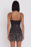 Sparkly Black Tight Keyhole Short Homecoming Dress with Rhinestones