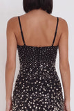 Sparkly Black Tight Keyhole Short Homecoming Dress with Rhinestones
