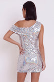 Sparkly Silver Sequins Tight One Shoulder Ruched Short Homecoming Dress