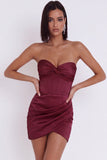 Fuchsia Corset Sweetheart Satin Ruched Short Homecoming Dress