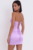 Fuchsia Corset Sweetheart Satin Ruched Short Homecoming Dress