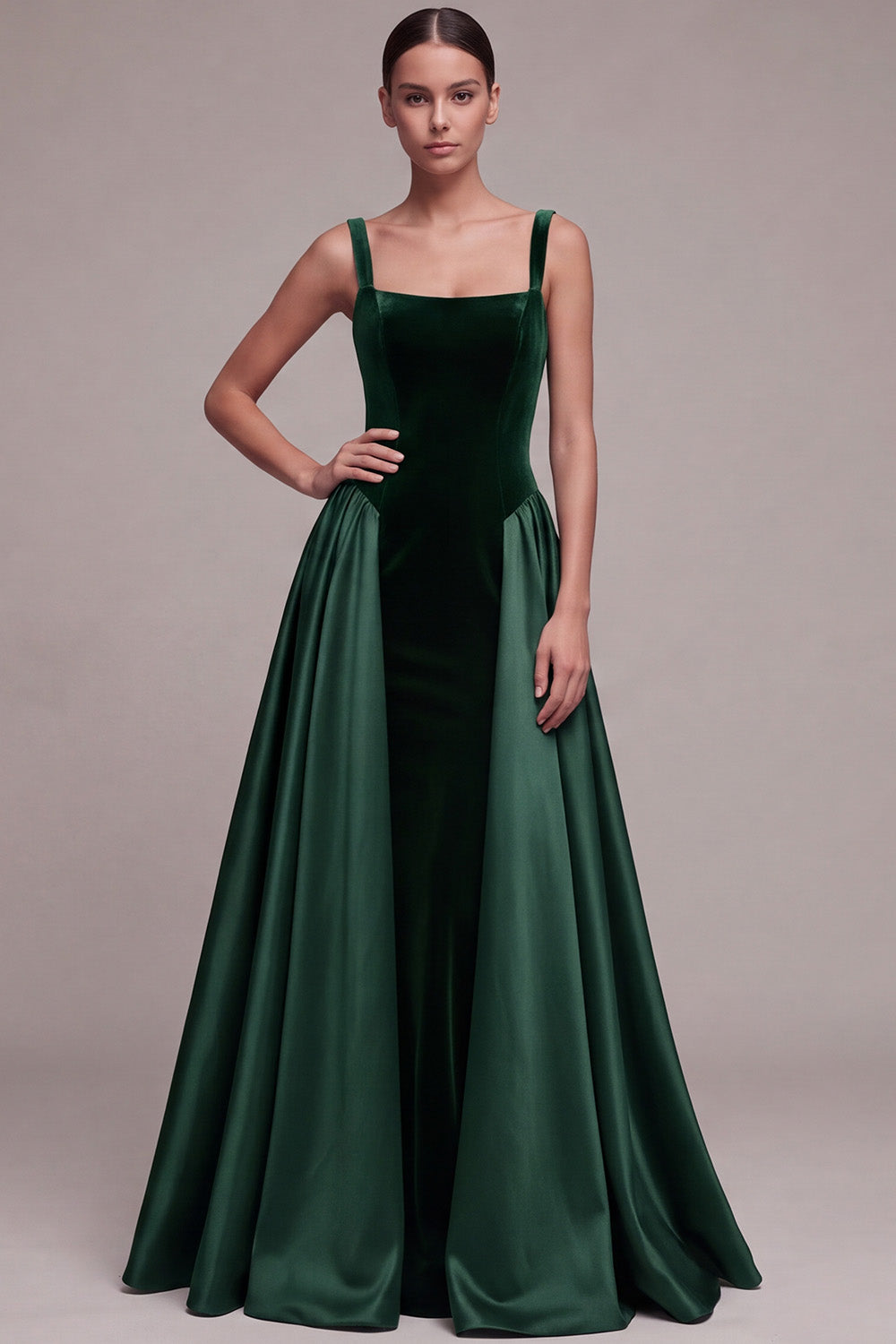 Plum Square Neck Long Velvet Holiday Party Dress