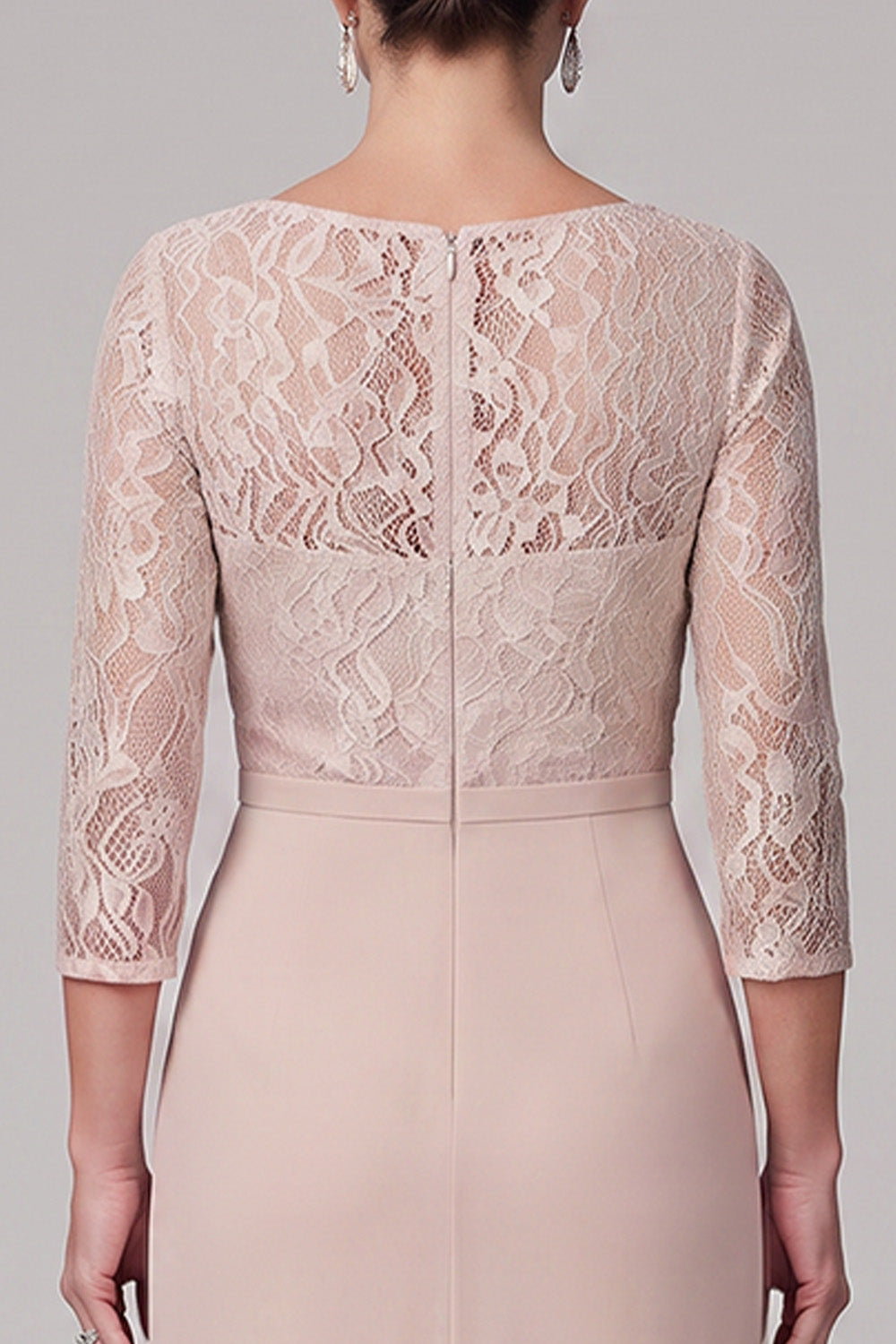 Champagne Mermaid Lace Ruched Long Floral Mother of the Bride Dress with Slit