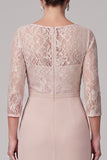 Champagne Mermaid Lace Ruched Long Floral Mother of the Bride Dress with Slit