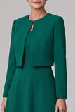 Dark Green 2-Piece A-Line Midi Mother of the Bride Dress