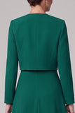 Dark Green 2-Piece A-Line Midi Mother of the Bride Dress