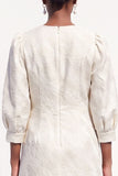 White Bodycon Round Neck Midi Work Dress with Sleeves