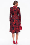 Golden Yellow Peak Lapel Jacquard Double Breasted Midi Blazer Dress