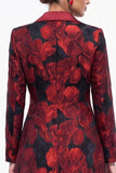 Golden Yellow Peak Lapel Jacquard Double Breasted Midi Blazer Dress