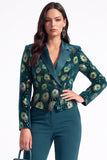 Sparkly Peacock Green Sequins Notched Lapel Women Prom Blazer