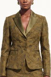 Brown 2-Piece Peak Lapel Bodycon Jacquard Short Work Dress
