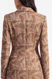 Army Green Bodycon Peak Lapel Jacquard Double Breasted Midi Blazer Dress