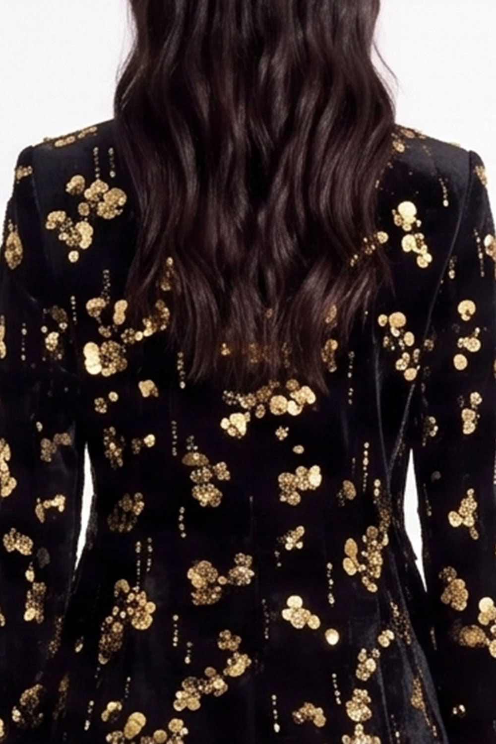 Sparkly Burgundy Sequins Peak Lapel Floral Women Prom Blazer