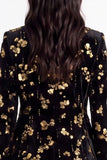 Sparkly Burgundy Sequins Peak Lapel Floral Women Prom Blazer