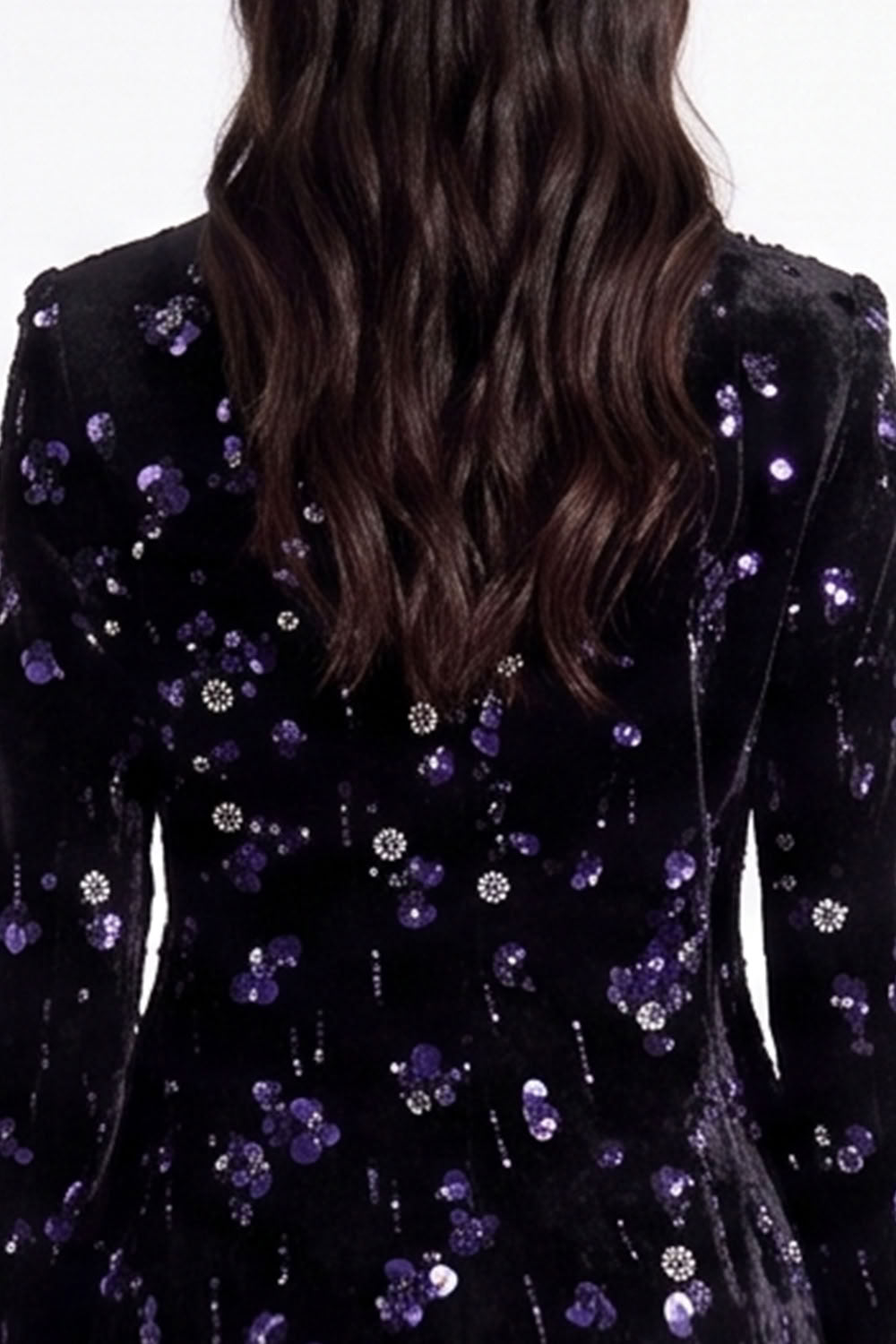 Sparkly Burgundy Sequins Peak Lapel Floral Women Prom Blazer