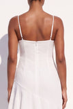 White Chiffon Keyhole Spaghetti Straps Tiered Asymmetrical Beach Wedding Dress